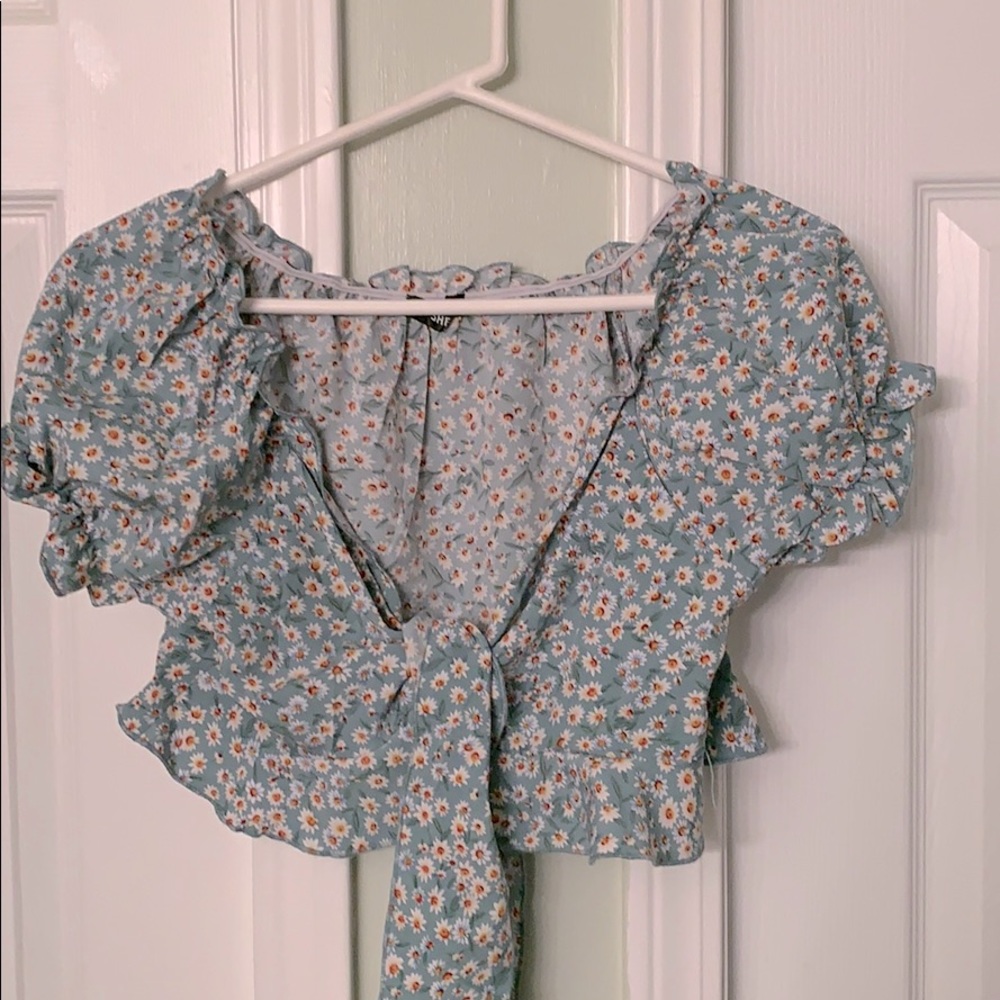Wrap around polyester crop top.